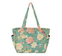 SyXIOP Bolsa de trabajo para mujer, diseño de flores azules y pájaros