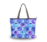 SyXIOP Bolsa de viaje de tela de seda con cremallera y diseño de dibujos animados y arándanos, Cuadros de arándanos de dibujos animados, Large