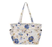 SyXIOP Bolsa de viaje para alberca, elegante encaje con flores, azul y dorado