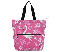 SyXIOP Bolsa para libros infantiles para amantes de los libros, elegante animal flamenco melocotón, fácil de limpiar, bolsa de actividades para niños con cremallera para la escuela, compras, viajes