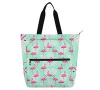 SyXIOP Bolsa para libros infantiles para niños y adultos, bonita bolsa de comestibles para amantes del flamenco rosa, resistente al agua, reutilizable, con cremallera, para la escuela y el tiempo de