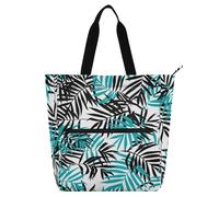 SyXIOP Bolsa para libros para los amantes de los libros, verde azulado y negro, hojas de palma resistentes a desgarros, bolsa de comestibles reutilizable para escuela, trabajo, viajes, bolsa para