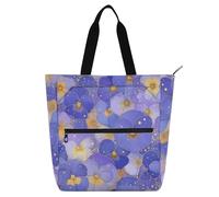 SyXIOP Bolsa para libros para niños y niñas, flores abstractas, pensamientos morados, bolsillo externo con cremallera, bolsillos con cremallera para escuela, compras, viajes, bolso para libros