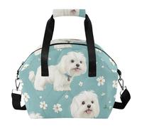 SyXIOP Bolsa térmica térmica para comida con diseño de perro dulce de dibujos animados, color blanco, a prueba de fugas, con correa extraíble para el trabajo, picnic o viaje, bolsa térmica para comida