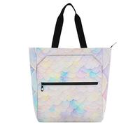 SyXIOP Bolsas de mano para libros, niños, estudiantes, adultos, escamas de peces coloridas, tela Oxford 600D, resistente, bolsa de biblioteca para profesores, para escuela, compras, viajes, guardar
