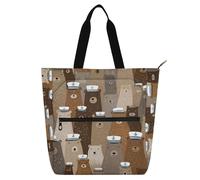 SyXIOP Bolsas de mano para los amantes de los libros, diseño de oso marrón océano travieso, bolsillo externo con cremallera, bolsa de hombro con cremallera para escuela, compras, playa, mochilas para