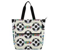 SyXIOP Bolsas de mano para niños y adultos, con asas de tela tejida de balón de fútbol de la Copa del Mundo 2026, resistentes, reutilizables, para biblioteca, para la universidad, compras, playa
