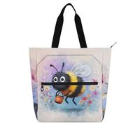 SyXIOP Bolsas de mano para niños y niñas, diseño de abejorros y flores, tela Oxford 600D, bolsa de lecciones de piano para escuela, compras, comestibles para libros de lectura