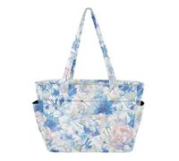 SyXIOP Bolso de hombro para mujer, diseño de flores azules y rosas