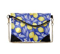 SyXIOP Bolso de mano de piel sintética para mujer, elegante bolso de mano de noche para dama, acuarela, rama de limón, floral
