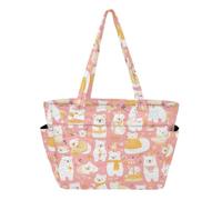 SyXIOP Bolso de mano para mujer, bolso de playa Mr & mrs Bear Peach Gold