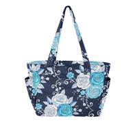 SyXIOP Bolso de mano para mujer, diseño bohemio y misterioso de flores azules