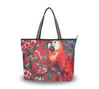 SyXIOP Bolsos y bolsos reutilizables de tela de seda de San Valentín con cremallera para mujer, para uso diario y viajes, Parrot French Art Valentines, Medium