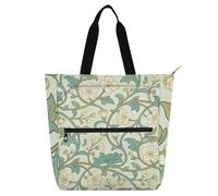 SyXIOP Bonita bolsa de libros para niños, estudiantes y adultos, diseño de flor de pera blanca William Morris, resistente al agua, bolsa de compras escolar con cremallera para la escuela, compras