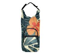 SyXIOP Botella de agua con diseño de flores naranjas hawaianas con bolsa de transporte, soporte funcional para botella de agua de 20/24/32/40 onzas, para adultos, niños, caminar, senderismo, camping