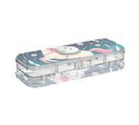 SyXIOP Caja de lápices de plástico transparente de 2 capas con diseño colorido de unicornios de dibujos animados, muñeco de nieve, con tapa hermética