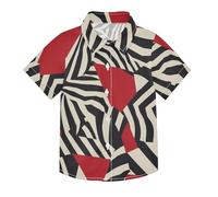 SyXIOP Camisa hawaiana abstracta de manga corta con botones para niños, diseño abstracto de estampado de cebras, color negro y rojo, Zebras Patter Abstracto Negro Rojo, 3 años