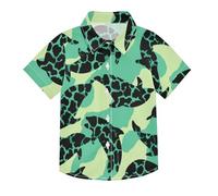 SyXIOP Camisa hawaiana de manga corta con botones para niños con estampado de delfín, estampado de animales, turquesa, estilo urbano, Estampado de animales y delfín turquesa, 7-8 años