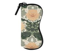 SyXIOP Carnation Lace Olive Green and Sand Squeeze Top - Funda de cristal portátil con cierre a presión para hombres y mujeres, caja para lentes