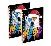 SyXIOP Cuaderno de tamaño A5 con diseño de oso mágico goteo, 8.3 x 5.7 pulgadas, cuaderno de composición encuadernado con alambre, 60 hojas anchas para trabajo y aula, paquete de 2