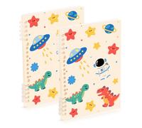SyXIOP Cuaderno en espiral de dibujos animados y lindos planetas coloridos de dinosaurios de tamaño A5 de 21 x 14,5 cm, cuaderno de espiral, encuadernado con alambre, 60 hojas de ancho para viajes y
