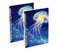 SyXIOP Cuaderno escolar de medusas estéticas tamaño A5 de 8.3 x 5.7 pulgadas, cuaderno espiral de un solo asunto encuadernado con alambre, 60 hojas para planificador y negocios, paquete de 2