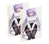 SyXIOP Cuaderno grande Fox Sexy Anime Girl tamaño A5 de 8.3 x 5.7 pulgadas, resistente cuaderno en espiral con rayas universitarias, 60 hojas para diario y lista de tareas, paquete de 2