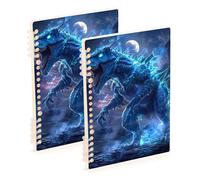 SyXIOP Cuadernos de composición de dinosaurios azules tamaño A5 de 8.3 x 5.7 pulgadas, cuaderno en espiral con rayas universitarias resistentes al desgaste, 60 hojas para planificador y negocios