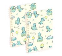 SyXIOP Cuadernos escolares tamaño A5 con diseño de isla de dinosaurios azules de 8.3 x 5.7 pulgadas, cuaderno de espiral de rayas anchas con espiral, 60 hojas para viajes y escritura, paquete de 2