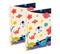 SyXIOP Cuadernos grandes de dibujos animados y lindos planetas de dinosaurios coloridos de tamaño A5, 8.3 x 5.7 pulgadas, cuaderno en espiral de tapa dura de un solo asunto, 60 hojas para viajes y