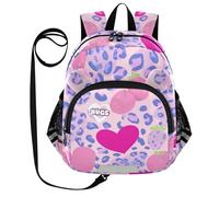 SyXIOP Cute Ears - Bolsa de pañales para guardería infantil con correa para bebé, antipérdida, con tira reflectante, corazón morado, estampado de leopardo, Y2k, Estampado de leopardo y corazón morado