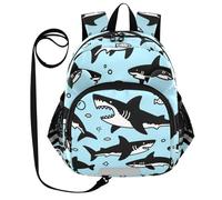 SyXIOP Cute Ears Daycare - Mochila con correa para niños y niñas, antipérdida, con tira reflectante, azul, océano, tiburón, pez, lindo, Blue Ocean Shark Fish Cute, S, Casual