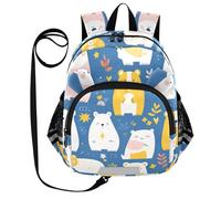 SyXIOP Cute Ears Fun - Mochila con correa para niños y niñas, antipérdida, para la escuela, con tira reflectante, diseño de oso Mr & Mrs, color azul melocotón, Mr & Mrs Bear Peach Blue, M, Casual