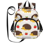 SyXIOP Cute Ears Fun - Mochila para niños y niñas, antipérdida, con tira reflectante, silueta de erizo de frutas y frutas de dibujos animados beige, Silueta de erizo de frutas de dibujos animados