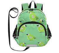 SyXIOP Cute Ears - Lindas mochilas pequeñas con correa para niños y niñas, mochila para exteriores con tira reflectante, estilo Oliver Jeffers, diseño de pájaros de jade kiwi, color verde, Oliver