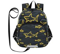 SyXIOP Cute Ears - Mini mochila escolar con correa para niñas, antipérdida, con tira reflectante, animal enojado, tiburón, pez, amarillo, negro, Angry Animal tiburón pez amarillo negro, M, Casual