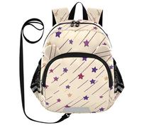 SyXIOP Cute Ears - Mini mochila escolar con correa para niños y niñas, antipérdida, simple, moderna, con tira reflectante, estilo Oliver Jeffers, estrellas, rayas moradas, Oliver Jeffers Style Stars