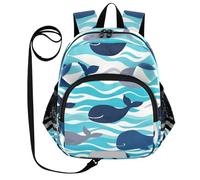 SyXIOP Cute Ears - Mochila con correa para el día de los niños, antipérdida, para jardín de infantes, escuela, con tira reflectante, océano, mar, ondas, ballenas, Ocean Sea Wave Whales, M, Casual