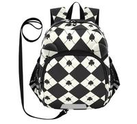 SyXIOP Cute Ears - Mochila con correa para niñas pequeñas, antipérdida, con tira reflectante, diseño de búfalo, color marfil y negro, Buffalo Plaid Ivory Black Poker, M, Casual