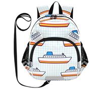 SyXIOP Cute Ears - Mochila escolar antipérdida para niños y niñas, con tira reflectante, diseño de caricaturas, color blanco, Cartoon White Big Ship, S, Casual