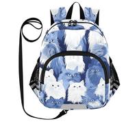 SyXIOP Cute Ears - Mochila escolar para niños pequeños, con correa, antipérdida, con tira reflectante, divertidos gatos angora turcos, color azul marino, Funny Turkish Angora Cats Azul Marino, S