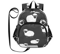 SyXIOP Cute Ears - Mochila escolar para niños y niñas, antipérdida, bolsa de juguetes con tira reflectante, ilustración en blanco y negro, pizarra de ovejas, Ilustración en blanco y negro de oveja