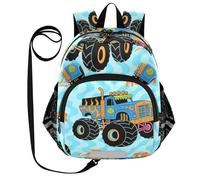 SyXIOP Cute Ears - Mochila para el día de los niños con correa, mochila antipérdida con bolsillo para botella de agua con tira reflectante, monstruos coloridos, camión, azul fuego, ola, Colorful