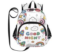 SyXIOP Cute Ears - Mochila para el día de los niños, con correa para el día de los niños, antipérdida, con tira reflectante, dibujos animados, colorido cohete, Good Night Cartoon Colorful Rocketing, S