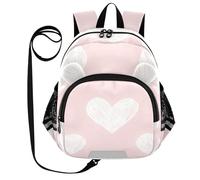 SyXIOP Cute Ears - Mochila para guardería infantil con correa, antipérdida, simple, moderna, con tira reflectante, corazón rosa de San Valentín, Corazón rosa de San Valentín, S, Casual