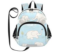 SyXIOP Cute Ears - Mochila para guardería para niñas pequeñas, antipérdida, simple, moderna, con tira reflectante, elefantes blancos, árbol azul, Elefantes blancos y árbol azul, M, Casual