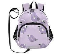 SyXIOP Cute Ears Mochila para la escuela primaria, correa Cool Girls Anti-perdida, bolsa de libros para niños pequeños con tira reflectante, estilo Oliver Jeffers Kiwi Jade Bird diseño morado, Oliver