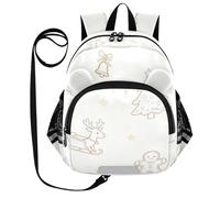 SyXIOP Cute Ears - Mochila para niños con correa antipérdida, simple, moderna, con tira reflectante, árbol de Navidad, muñeco de nieve, color beige, Árbol de Navidad, muñeco de nieve, color beige, S