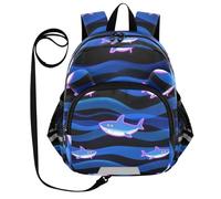 SyXIOP Cute Ears - Mochila para niños con correa para niñas, antipérdida, mini bolsa con tira reflectante, dibujos animados, animales, tiburón, onda, azul, Cartoon Cute Animal Shark Wave Blue, M