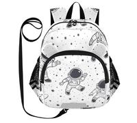 SyXIOP Cute Ears - Mochila preescolar con correa para niños y niñas, bolsa de juguetes antipérdida con tira reflectante, astronauta, garabatos, líneas simples, Astronaut Doodle Simple Lines, M, Casual